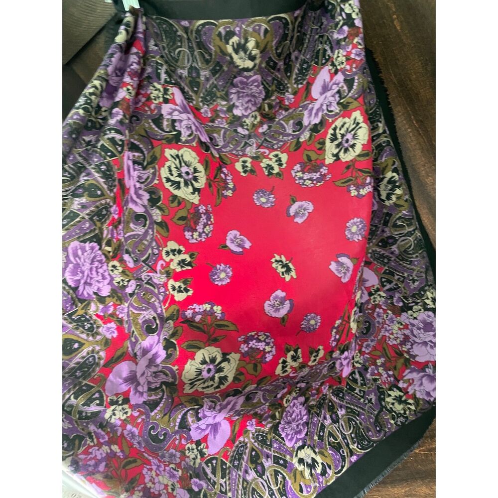 Vintage Floral Scarf  Paisley Square Scarf Boho Statement Wrap Retro 70s - Picture 4 of 4